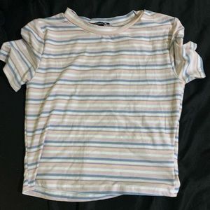 Cute trans flag colored form fitting top!